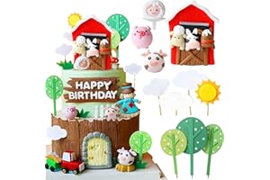 JeVenis Little Farm Animal Cake Decoration Sheep Cake Topper Farm Animal Birthday Cake Topper Cow Cake Decoration Pig Cake Topper for Farm Animal Baby Shower Birthday Party Decorations