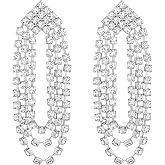 SELOVO Womens Rhinestone Drop Earrings Sparkly Crystal Statement Dangle Earrings Gold Tone