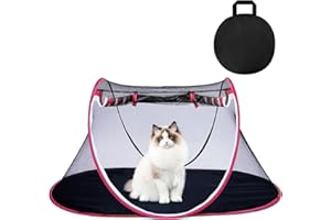 EPINOVO Cat Tent Outdoor, Portable Outdoor Cat Enclosures Suitable for Bearded Dragon, Dogs and Small Animals, Foldable Pet Tent with Carry Bag (Rose Red)