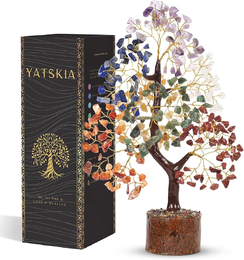 YATSKIA Seven Chakra Crystal Tree Bonsai Healing Stones Home Decor