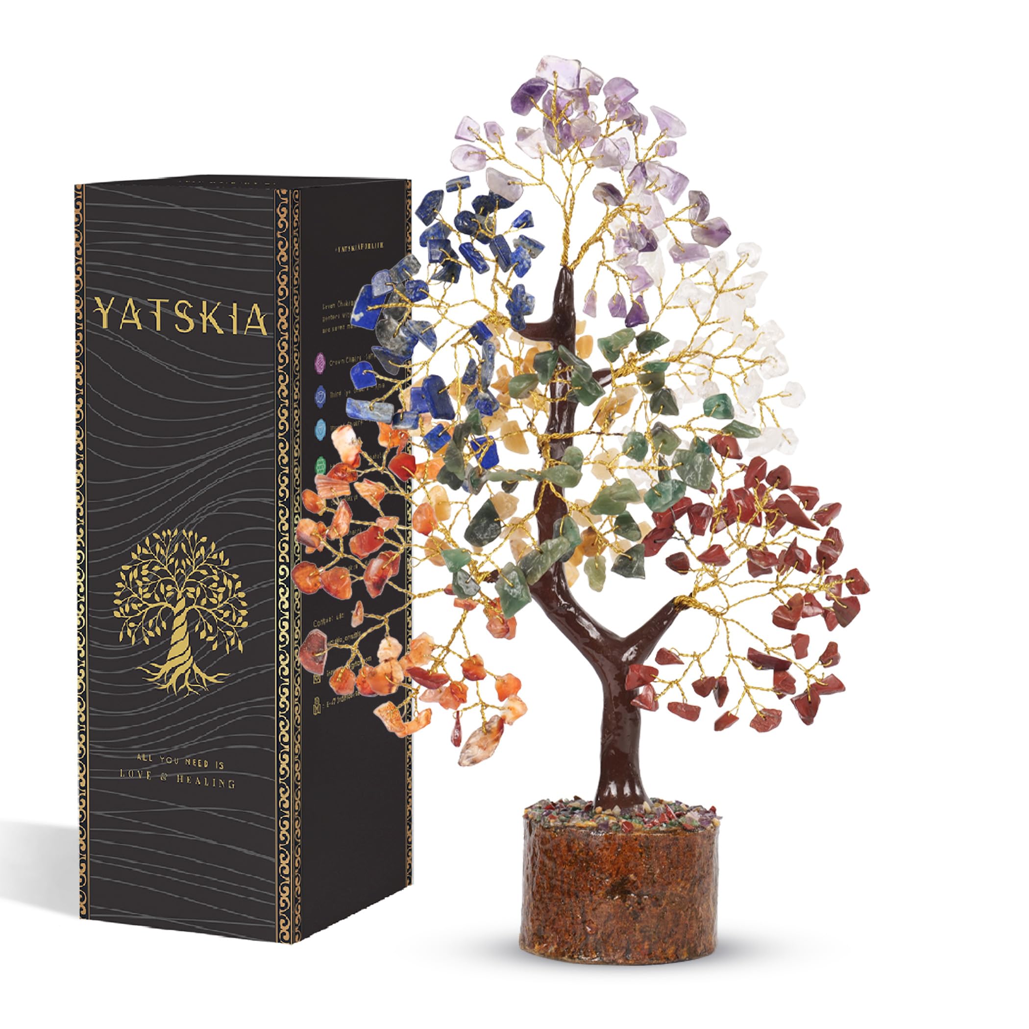 YATSKIA Crystal Tree - Seven Chakra Tree - Bonsai Tree - Healing Crystals - Crystals and Gemstones - Home Decor - Spiritual Gifts