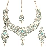 Touchstone Indian jewelry set for women bollywood gold jewellery wedding outfits necklace sets earrings bridal maang tikka fancy costume girls big desi accessories rhinestone in gold or silver tone