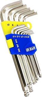 S&R Innensechskantschlüssel Satz HX mit Kugelkopf, Innensechskant LANG, 13-tlg, 1,27 bis 10 mm, Cr-V-Stahl, gehärtet, in Kunststoffclip