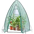 Portable Plant Protector from Animals, Ohuhu Greenhouse for Outsides with Durable PE Cover, Heavy Duty Green House with Zippered Door Mesh Window for Vegetables Flowers Fruits Herbs, 63x54x71 Inch