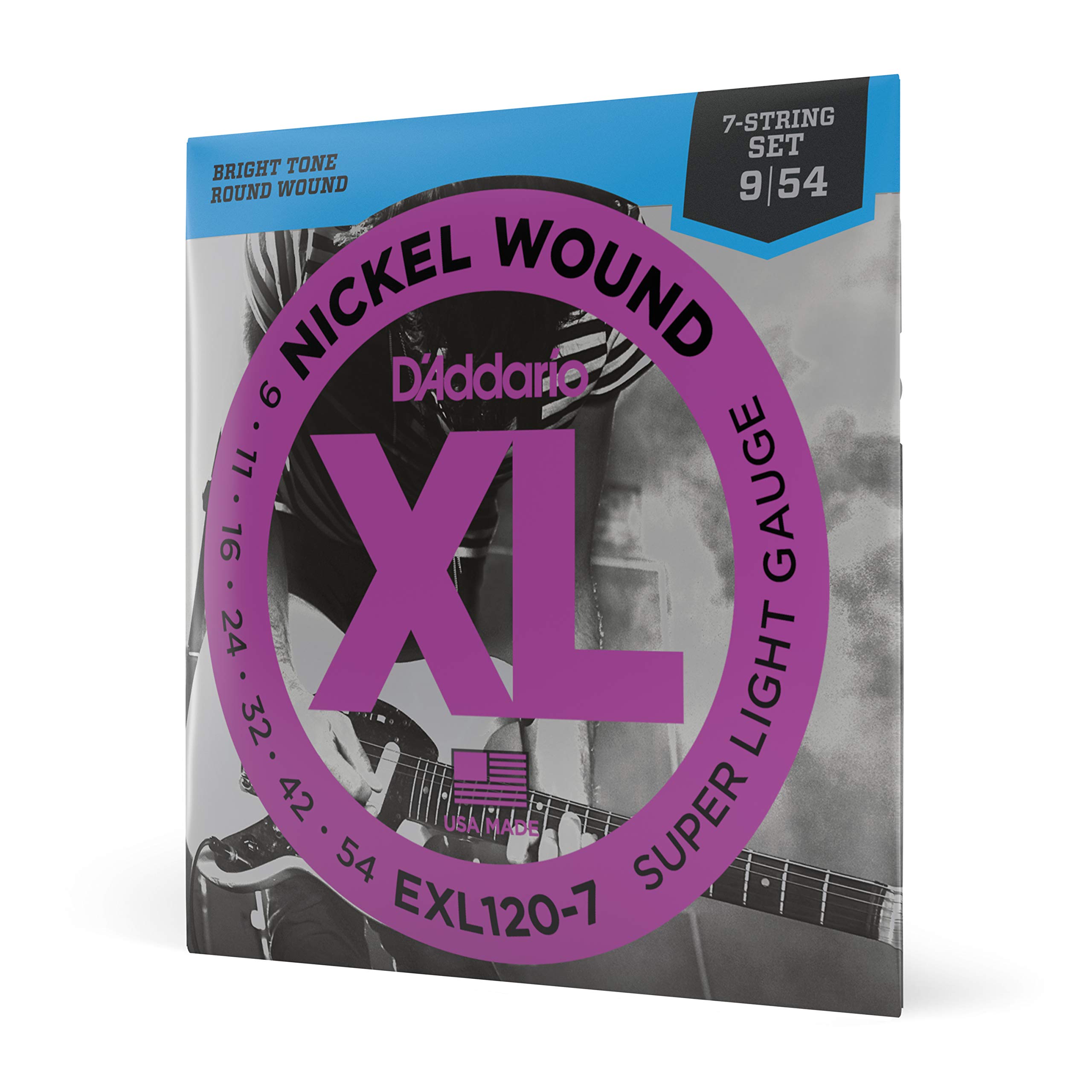 D'Addario EXL120-7 Nickel Wound 7-String Electric Guitar Strings, Super Light, 9-54 — image 1