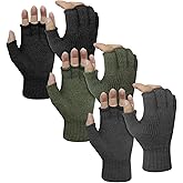 Evridwear 3 Pairs Winter Touchscreen Fingerless Gloves Cold Weather Thermal Warm Glove for Men Women