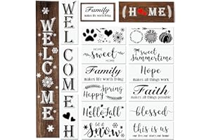 FAZHONGFA Letter Stencils for Painting on Wood Canvas and More - Reusable Large Alphabet Welcome Calligraphy Font Suitable for Home and Front Door, Porch or Outside Decoration Fabric Chalkboard Plastic