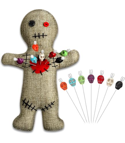 Poupées Vaudou Au Crochet - Lot De 5 Avec Aiguilles - Décoration Halloween Ou Bureau - Cadeau Humoristique
