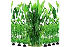 PietyPet Aquarium Plants, 20pcs Fish Tank Decor Green Plants Artificial Aquarium Decorations for Household and Office Aquarium Simulation, Small to Large