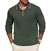 Rela Bota Men’s Knitted Polo Shirts Long Sleeve Casual Textured Pullover Fashion Vintage Golf Button T Shirts