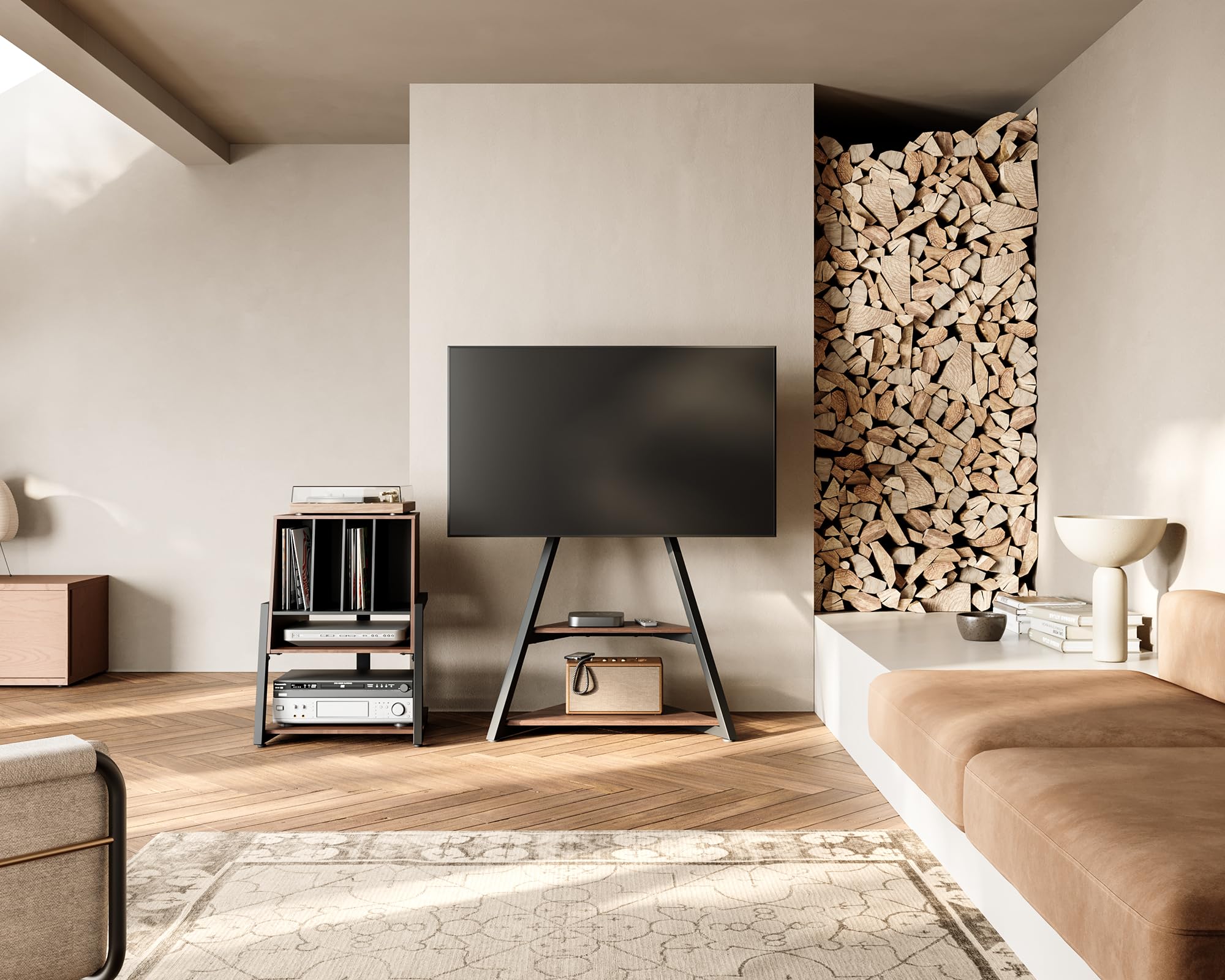 FITUEYES DESIGN Plattenspieler Tisch Hifi Rack Für Plattenspieler Schallplatten Kompaktanlage Plattenspieler Regal Modern elegant Eiffel Serie 8