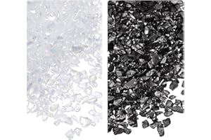 Kozelo 2 Colors Crushed Glass Chips - [1-4mm x 28g] Irregular Metallic Glass White Black for DIY Decoration Crafts Nail Art U