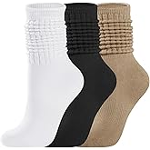 Elapse Space 3 Pairs Slouchy Socks, Knee High Long Scrunch Socks, Size 5-9