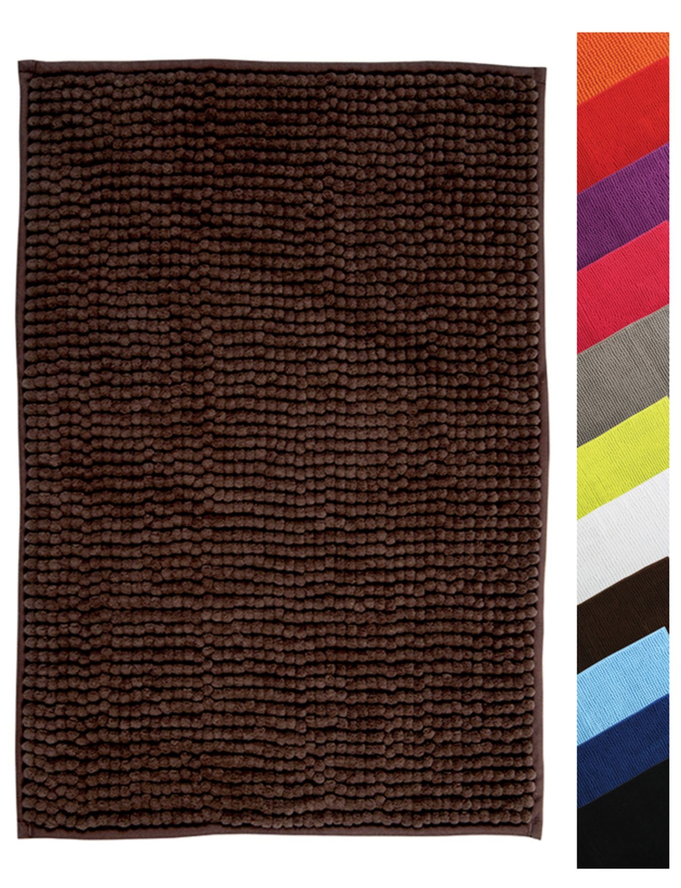 MSV Bath Mat Chenille 60 x 90 cm Chocolate, Brown