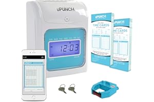 uPunch FN1000 Smart Time Clock System for Small Business: Auto Align Punch Clock with Free Mobile App for Digital Time Card Management and Payroll