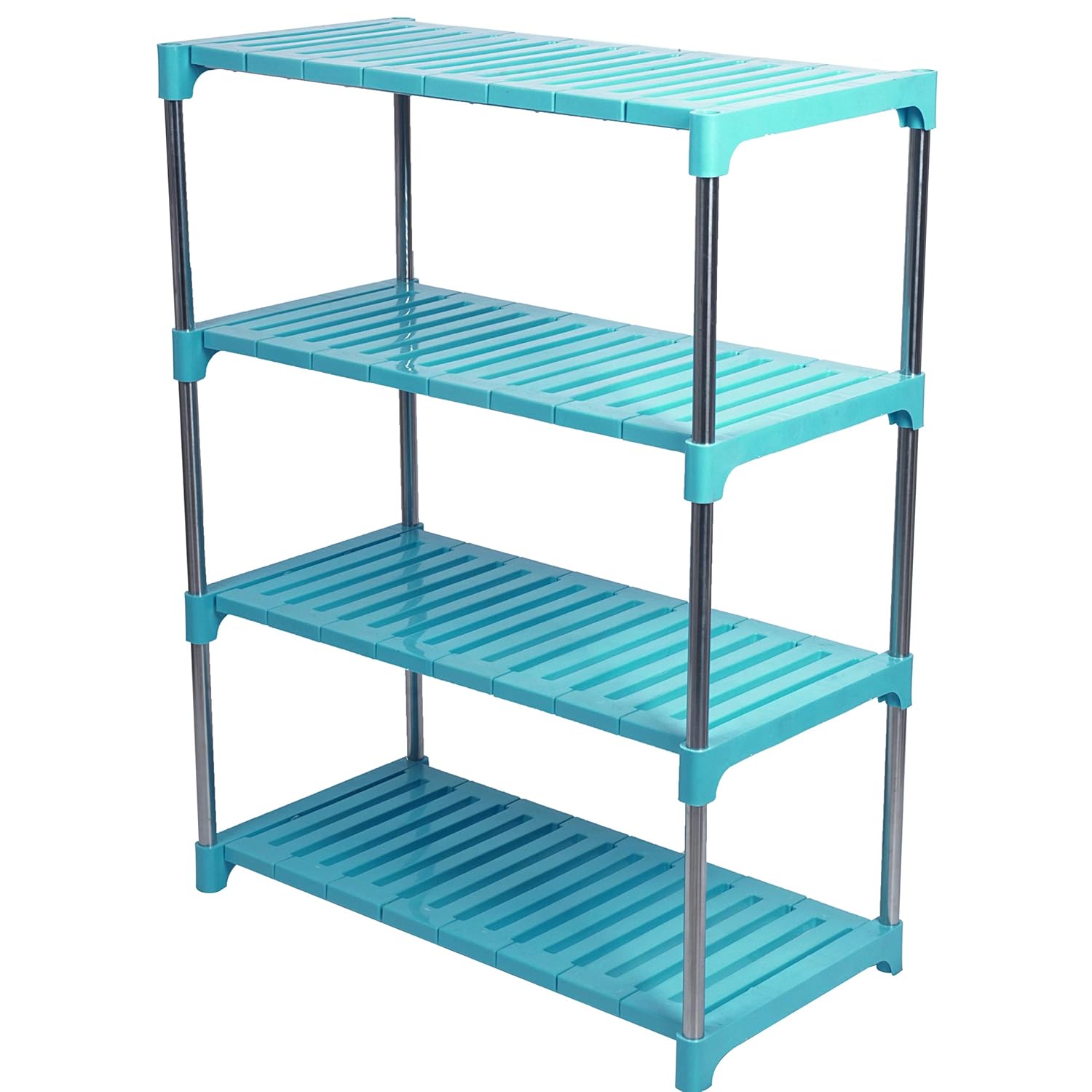 LivingBasics Shoe Rack/Adjustable/Foldable Plastic & Steel Metal Shelf/Shoes Stand/Footwear