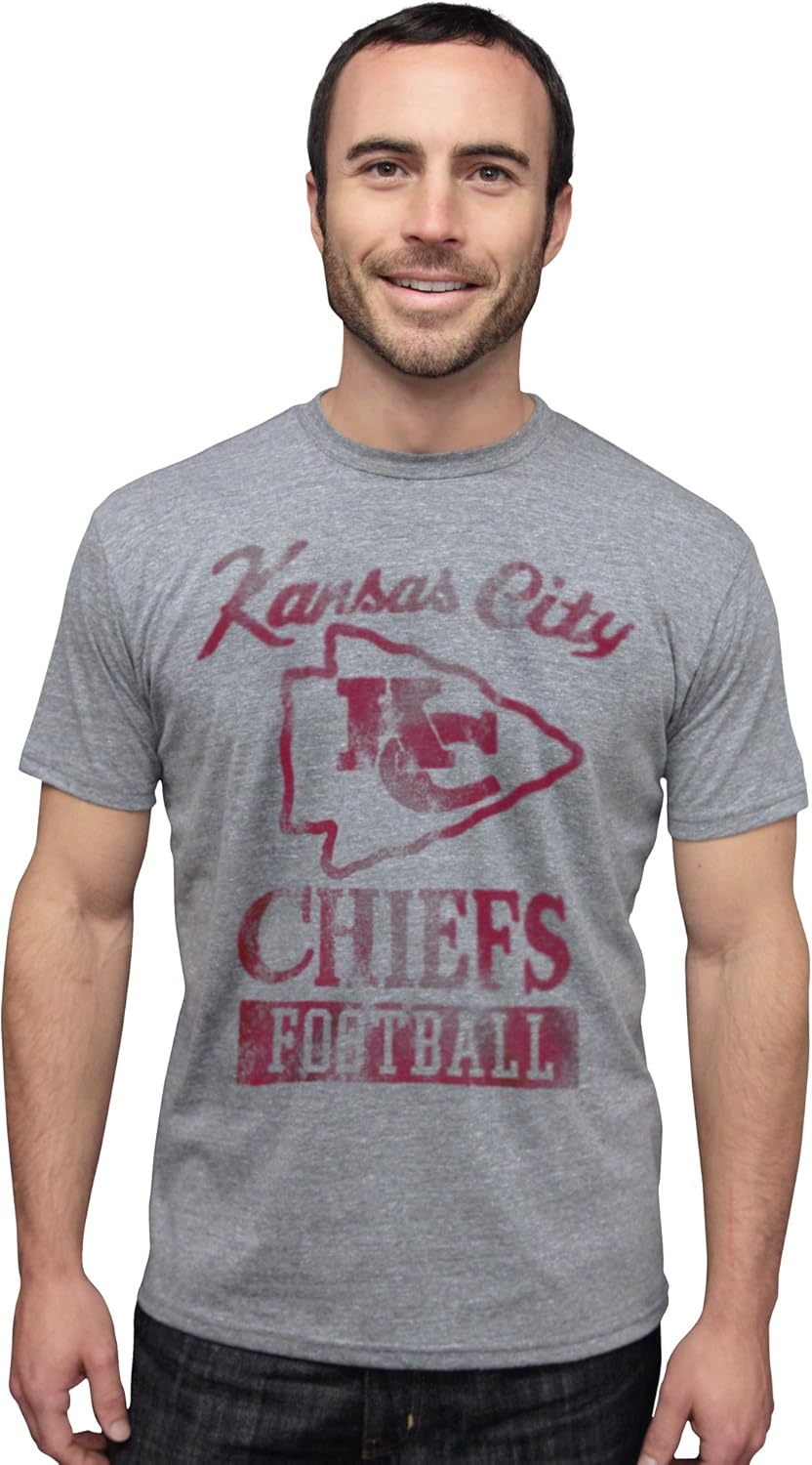 Junk Food Clothing Men's Kansas City Chefis Vintage Triblend Short Sleeve Crew,Steel ,Medium