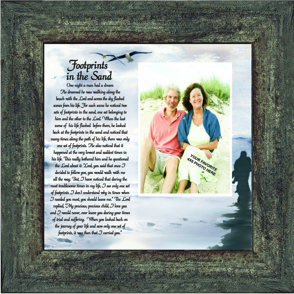 Footprints in The Sand, Personalized Framed Picture 10X10 6703BW