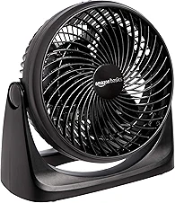 Amazon Basics Air Circulator Fan, Desk Fan for Bedroom, Home and Office, With 90-Degree Tilt Head, 3 Speed Settings, Lightweight (3 LBS), 35 Watts, Black, 11.1"W x 6.3"D x 10.9"H