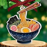 Ramen Ornament - Ramen Christmas Ornament - Ramen Noodles Bowl Christmas Ornaments - Ramen Gifts for Men, Women, Food Lover - Noodles Bowl Themed Gifts - Hanging Acrylic Food Ornament 2025