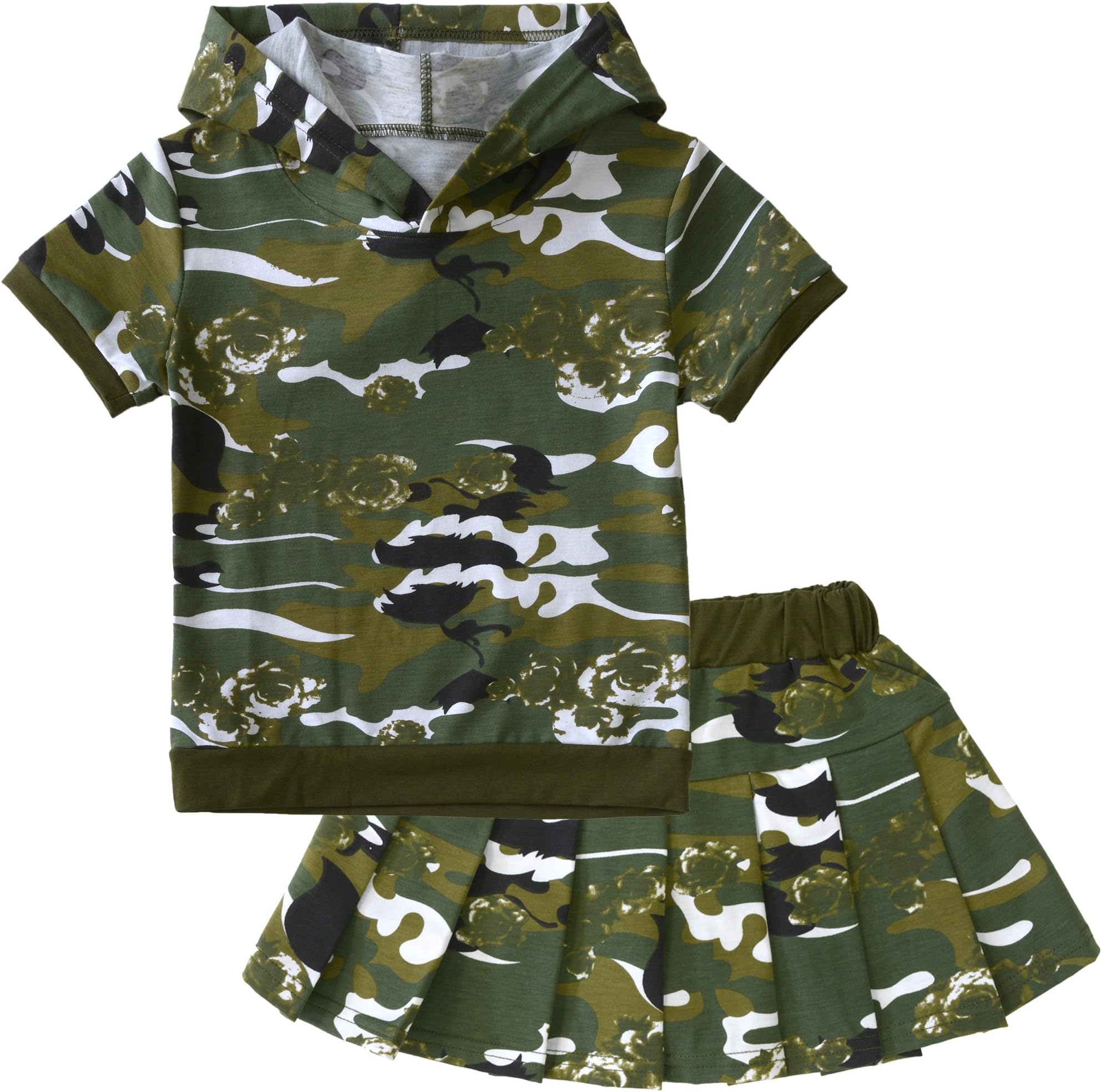 POBIDOBY Toddler Camouflage T-Shirt and Shorts Set Hooded Short Sleeve Camo Kids Summer Clothes Outfit
