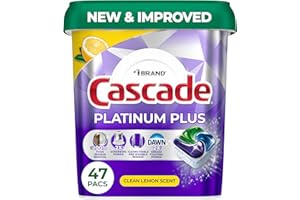 Cascade Platinum Plus Dishwasher Pods, Dishwasher Detergent, Dish Detergent Soap, Lemon, 47 Count