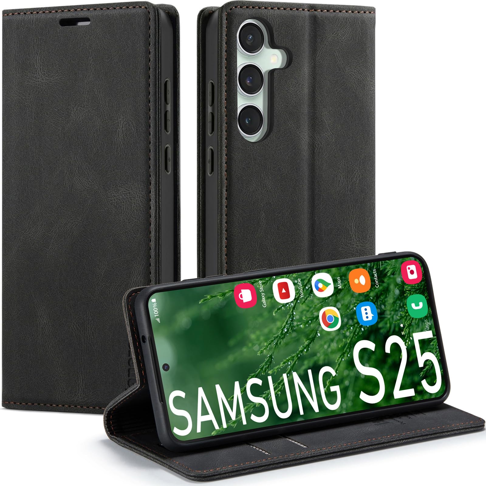 japezop Case Compatible with Samsung Galaxy S25 5G,Wallet Case with [RFID Blocking] Card Holder Kickstand Magnetic,Leather Flip Case Wallet for Galaxy S25 5G 6.2 Inch(Black)