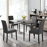 Yaheetech Fabric Upholstered Dining Chair Set of 4 Dark Grey Wood Legs view 2