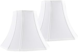JERHOUS White - Ivory Square Cut Corner Bell Lamp Shade Set of 2 Medium Lampshade 6.5``Top×13``Bottom×10.6``Hight(Spider) Modern Lamp Shade for Table & Floor Lamp - Lampshade Replacement