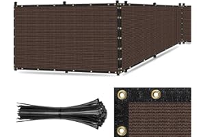 SEALTECH Ultra Heavy Duty 200 GSM Privacy Fence Screen – Non-Recycled Polyethylene Mesh Shade Net with Bindings & Rustproof Grommets - 90% + Blockage Includes Cable Zip Ties. (Brown 6'X10')