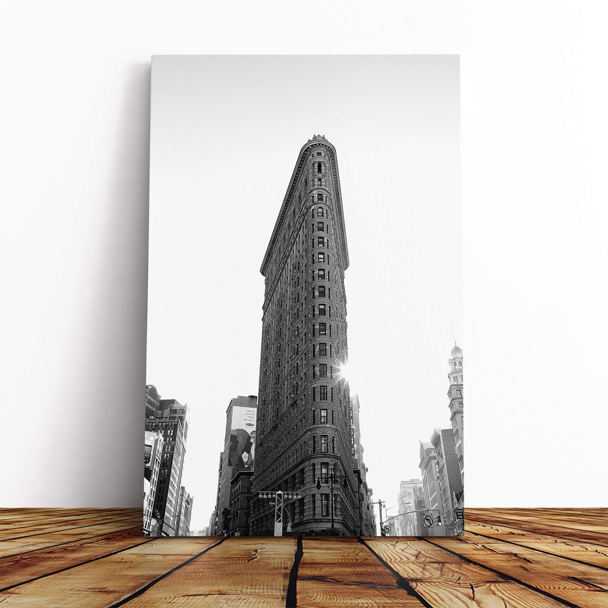 Big Box Art Canvas Print Wall Art Flatiron Building New York City (1) | Mounted & Stretched Box Frame Picture | Home Decor for Kitchen, Living Room, Bedroom, Hallway, Multi-Colour, 20x14 Inch