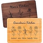 Personalized Cutting Boards, Gifts for Mom - Grandma, Birth Flower Grandma's Garden, Christmas, Birthday Mothers Day Gift for Grandma From Grandkids, Son - Daughter, Chopping Board for Mom's Kitchen