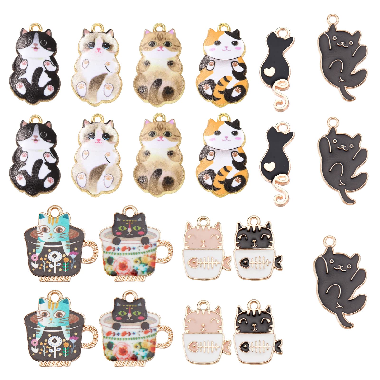 SUNNYCLUE 1 Box 10 Styles 40Pcs Enamel Cat Alloy Charm Pendants Animal Kitty Charms Bulk for Jewelry Making Charms DIY Women Earrings Bracelet Necklace Keychain Mobile Phone Decoration Case