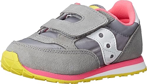 Saucony Unisex-child Baby Jazz Hook & Loop , GREY/PINK, 6 W