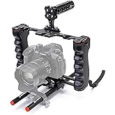 Zeadio Camera Video Rig Cage, Aluminum Filmmaking Movie Making Kit with Top Handle & Arca Type Base and Two 15mm Rod Guide, Compatible with All DSLR Camera and Camcorder
