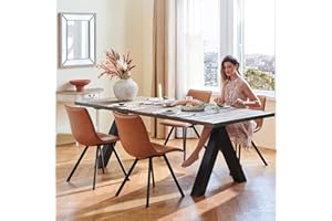 COLAMY PU Leather Dining Chairs Set of 4, High Back Modern Upholstered Dining Room Kitchen Side Chair with Metal Legs for Home/Living Room/Bedroom/Office, Light Brown