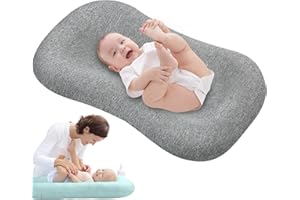 JEEEUN Baby Lounger Pillow for Newborn, Snuggle Organic Lounger for Baby, Soft Cotton Breathable Baby Nest Sleeper (Grey,95x55cm/37.4x21.6in)