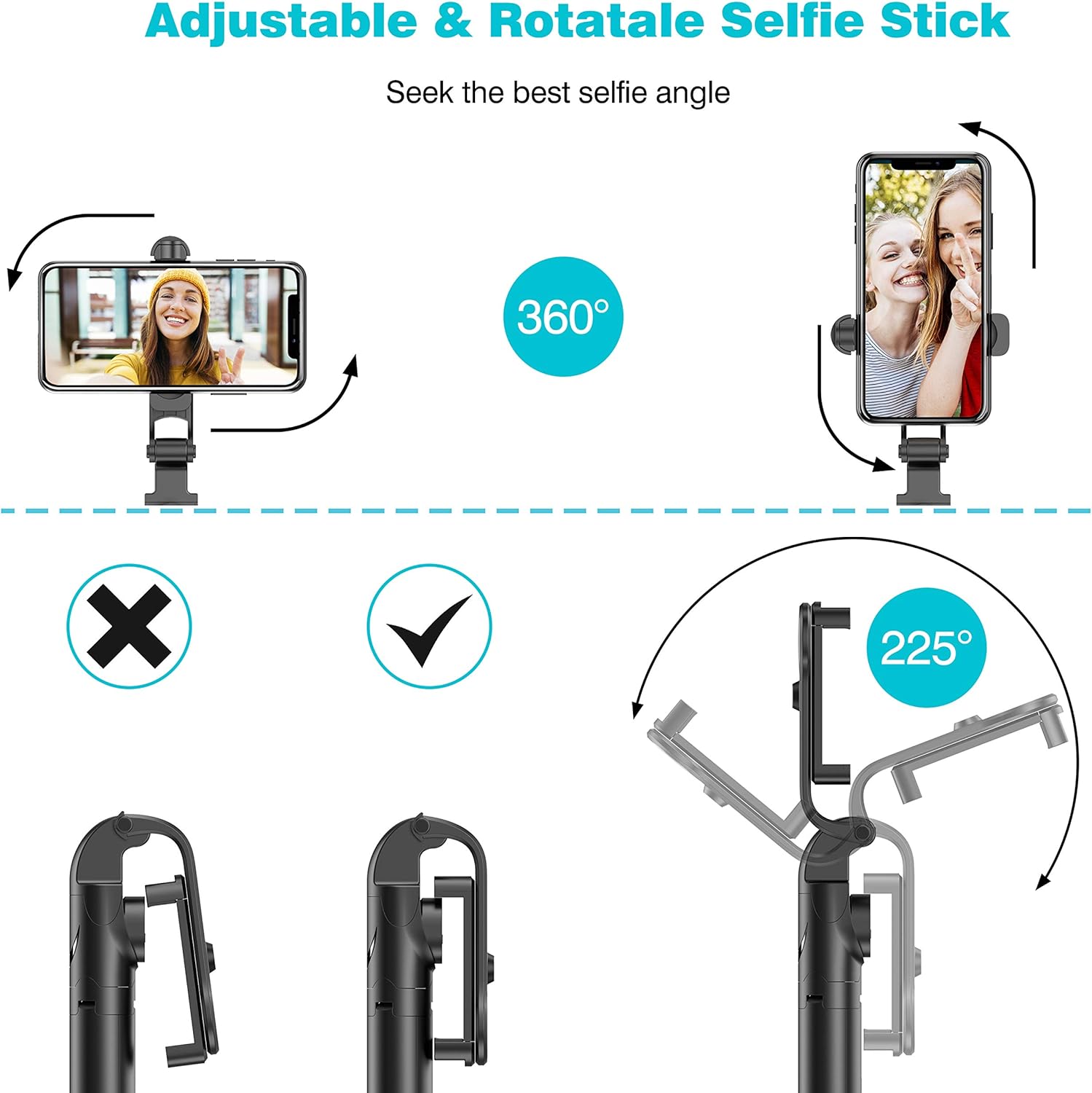 Selfie Stick, Extendable Selfie Stick Tripod with Detachable Wireless Remote and Tripod Stand Selfie Stick for iPhone X/iPhone 8/8 Plus/iPhone 7/7 Plus, Galaxy S9/S9 Plus/S8/S8 Plus/Note8,Huawei,More: Camera & Photo