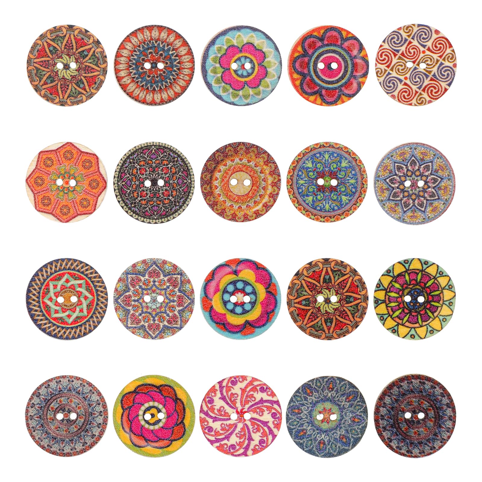 Photo 1 of 100 Pcs Wooden Large Buttons Wood Button for Sewing, 1 Inch Vintage Buttons Decorative for Clothes Assorted with 2 Holes Colorful Wooden Button for DIY Crafts (25mm)