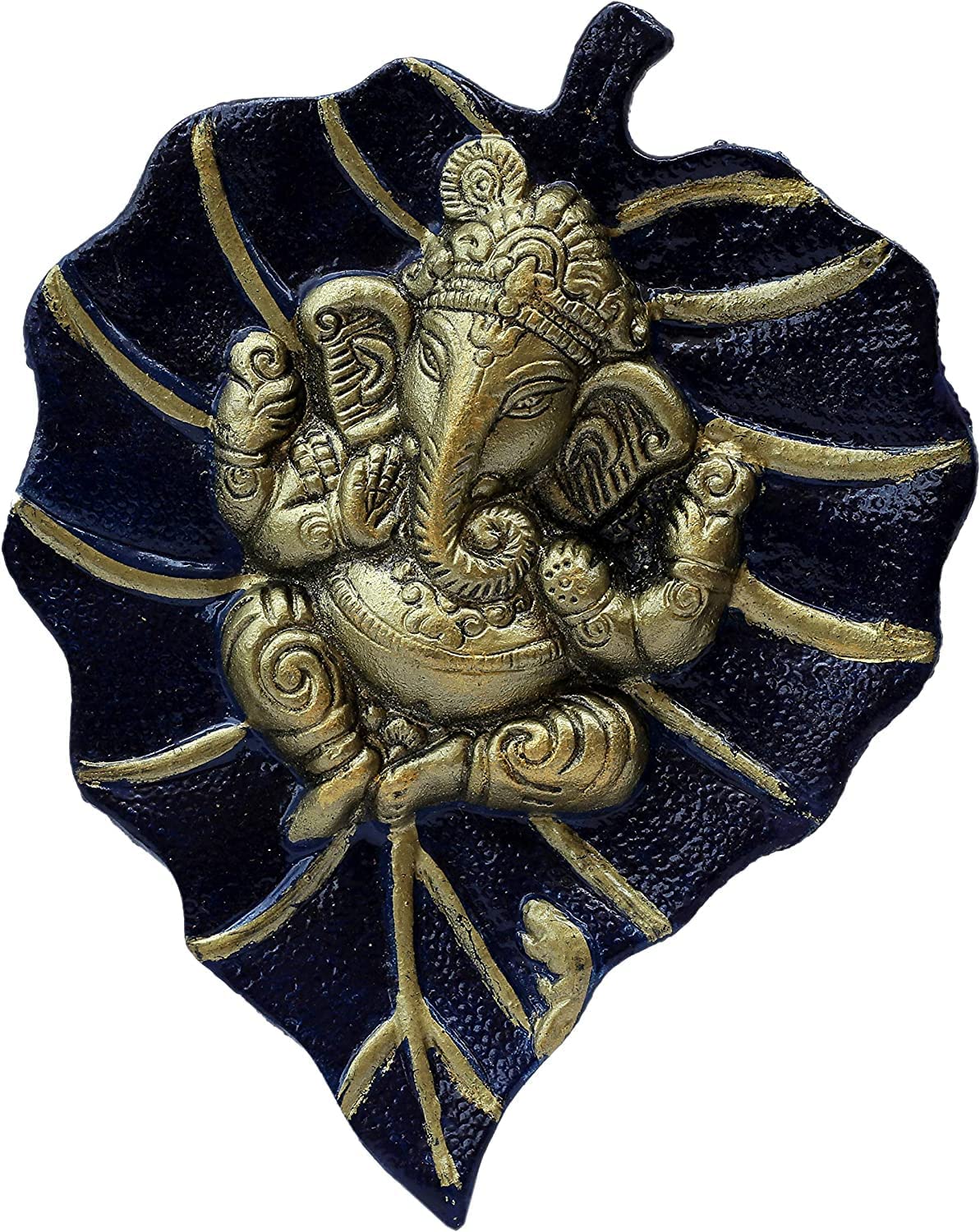 Craft Trade Ganesh Metal Vastu Idol Items Wall Decor Good Luck for Home Living Room and Bedroom Wall Hanging Decor - 7.5x6 Inches (Navy Blue)