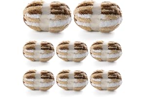 MOOASKE 8 Pcs Chunky Yarn for Hand Knitting - Chunky Chenille Yarn for Crocheting - Fluffy Yarn for Crochet - Jumbo Yarn for Hand Knitting 227 yds 61.6 oz of Super Bulky Yarn (Khaki-Curry-White)