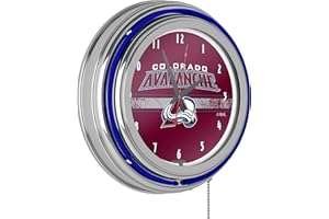 Trademark Global NHL Chrome Double Rung Neon Clock - Colorado Avalanche