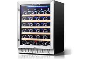 Yeego Wine Cooler,24 Inch Wine Fridge 52 Bottle Wine Refrigerator with Professional Compressor Fits Large Bottles Low noise Built in or Freestanding