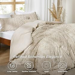 Bedsure Tufted Boho Comforter Set Queen Size