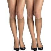 Hanes Women's Silk Reflections Silky Sheer Knee Highs, Reinforced Toe, Knee-High Stockings