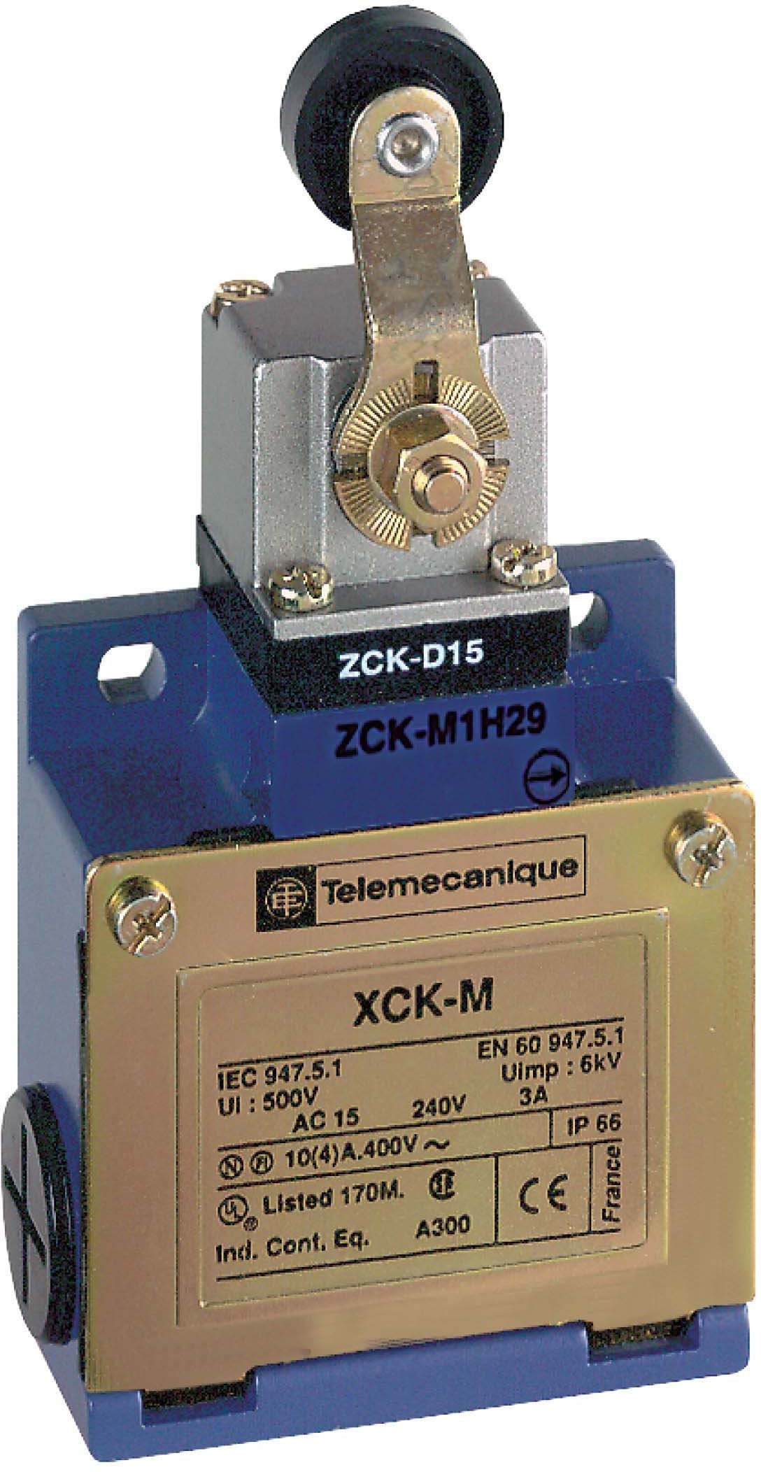 Schneider Electric xckm515 EX Osi Standard Size Metal Position Switch, Roller Lever Thermoplastic, Swivel Head, 1 NC + 1NO, Dependent