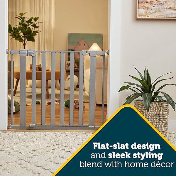 SAFETY 1ST WALK THROUGH BABY GATE WITH DOOR, ADJUSTABLE PRESSURE MOUNT LIFT, DOG GATES, FITS 29″-38″ WIDE, 1-PACK, SILVER