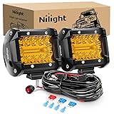 Nilight 2PC 4Inch Amber Led Pods Triple Row 60W
