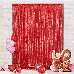 Eternal Beauty Red Sequin Backdrop, 8x8 Ft Glitter