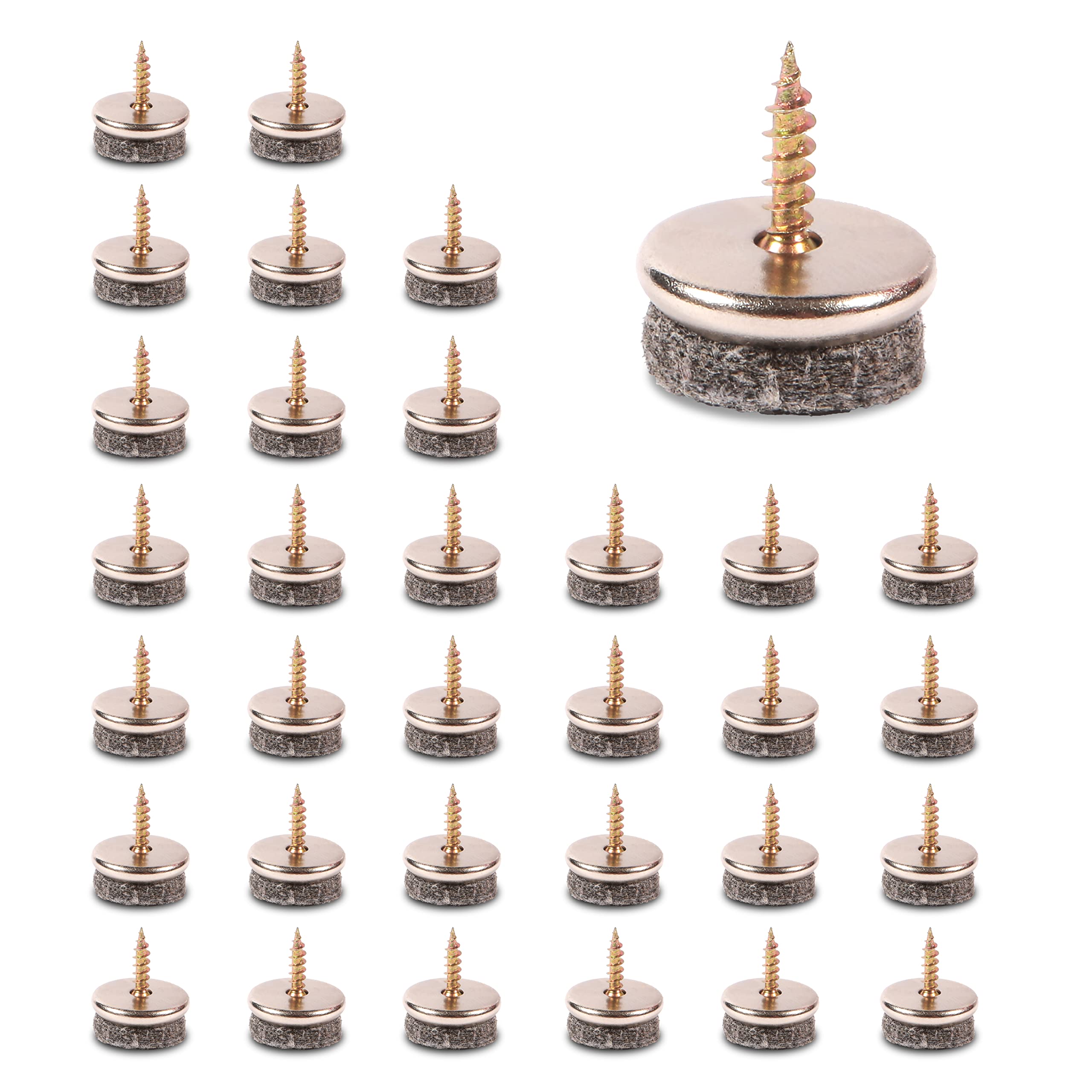 SIMALA Chair Leg Floor Protectors - 19mm Diameter Furniture Pads Floor Protectors, 5MM Thick For Durability. 32 Pack Felt Pads For Furniture Feet with Easy Screw Installation — image 1